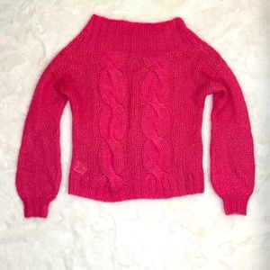 H&M Hot Pink Sweater, Long Sleeve, 55% Acrylic, 10% Wool, 35% Mohair, US Size 4